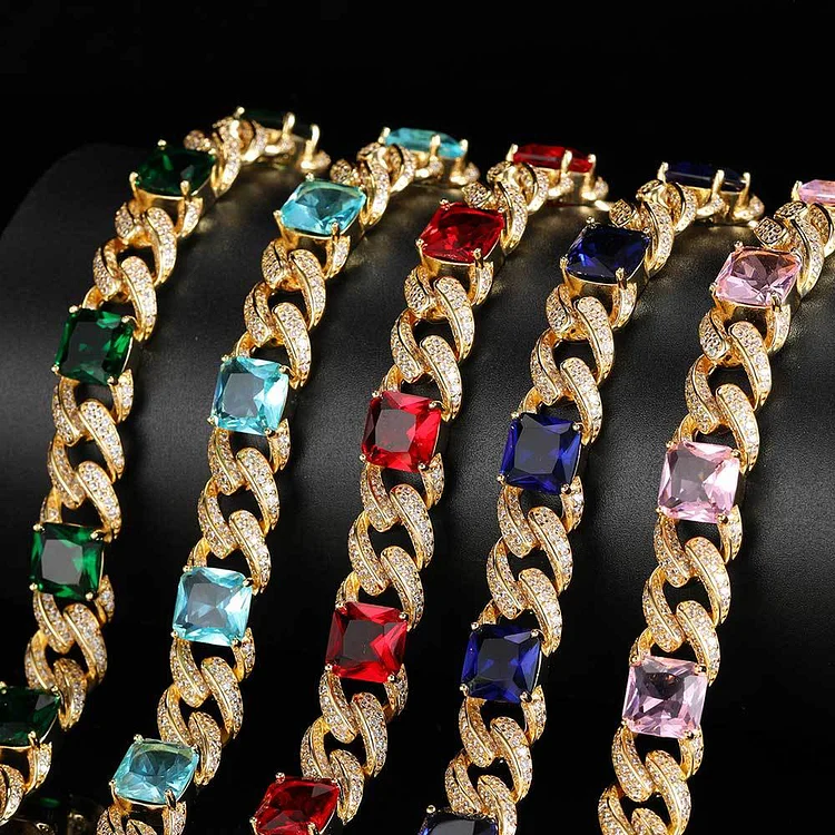 12MM Iced Out Big Zircon Hip Hop Miami Cuban Chain Necklace Jewelry-VESSFUL