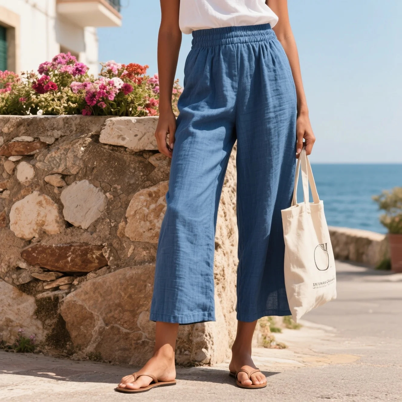 Women's Elegant Loose Comfortable Breathable Linen Elastic Waist Trousers