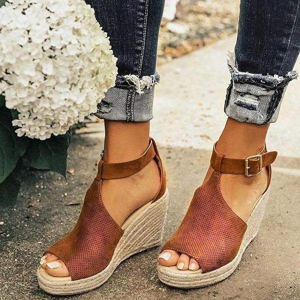 Wedges Adjustable Buckle Sandals