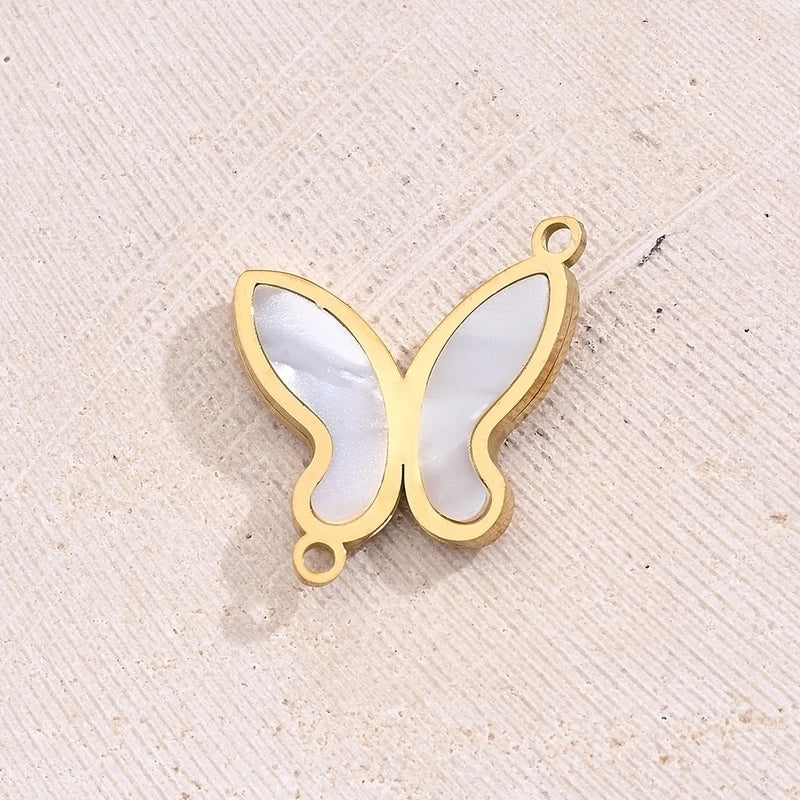 1 Pc/Package 21.5x16mm Hole 1~1.9mm 304 Stainless Steel 18K Gold Plated Simple Butterfly Polished Connectors