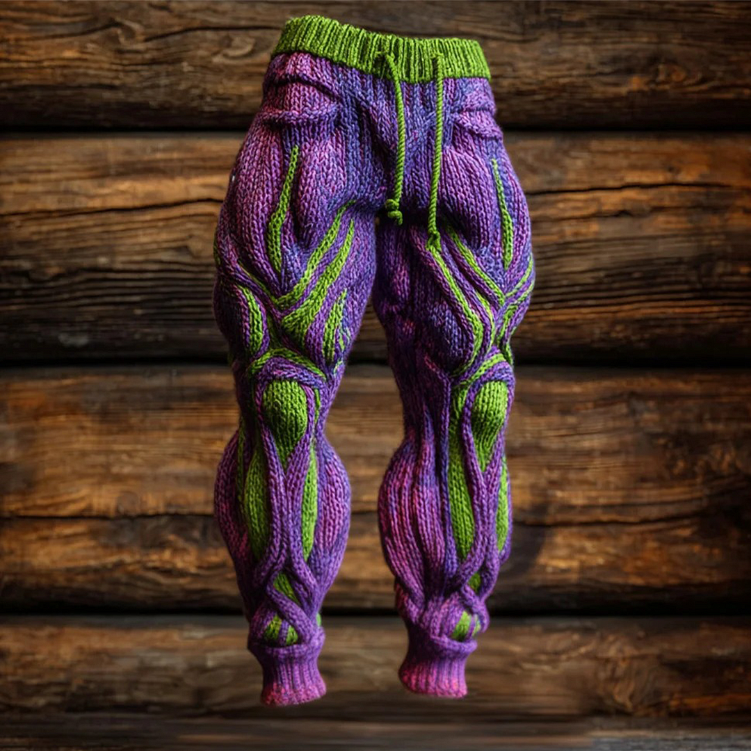 3D Print Christmas Ugly Sweater Men's Muscle-shaped & Vein-patterned Art Pants-inspireuse