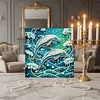 DIY Pearl Painting Dolphin for Home Decor with Frame(25x25cm)
