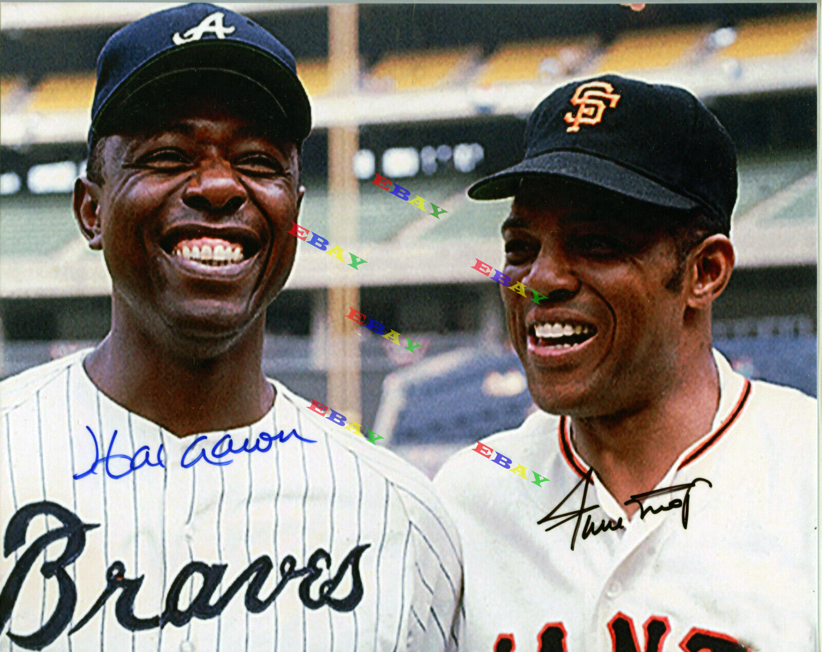 Hank Aaron Willie Mays Signed Autographed 8x10 Photo Poster painting Reprint