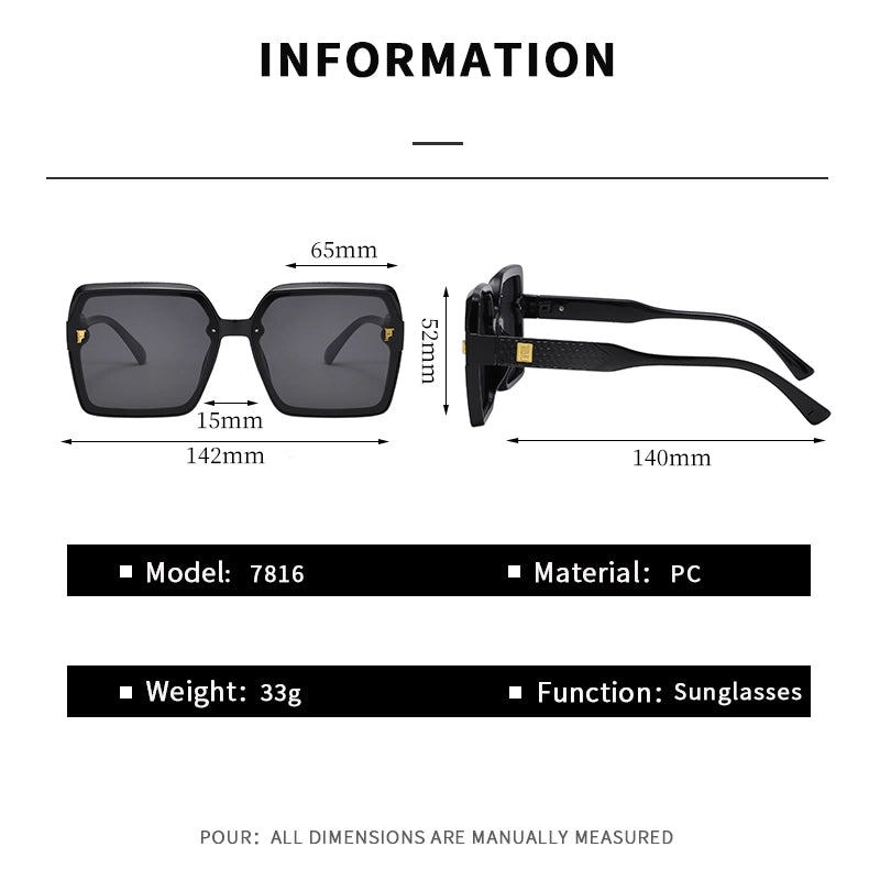 Streetwear Gradient Color Solid Color Pc Square Full Frame Glasses