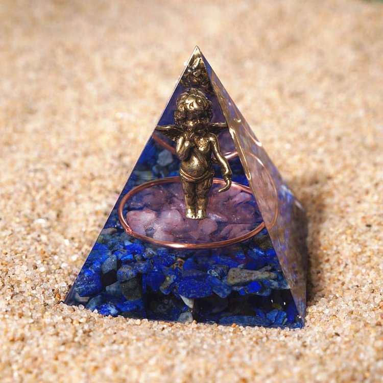 Lapis Lazuli Pink Crystal Cupid Valentine's Day Orgone Pyramid