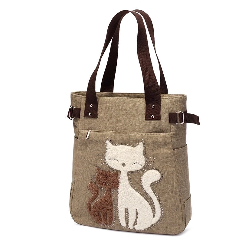 Women’s Cute Cat Canvas Shopping Bags