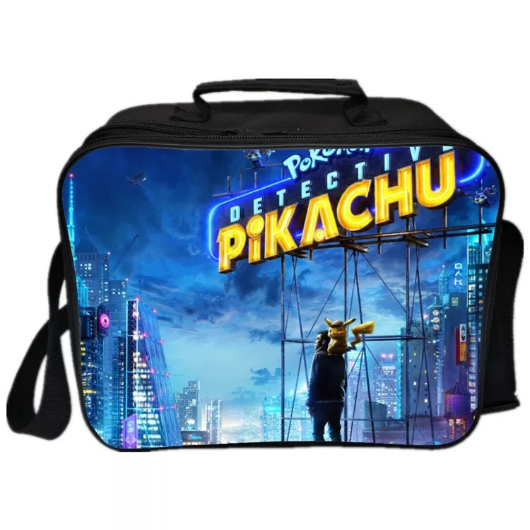 Mayoulove Detective Pokemon Go Pikachu #14 PU Leather Portable Lunch Box School Tote Storage Picnic Bag-Mayoulove