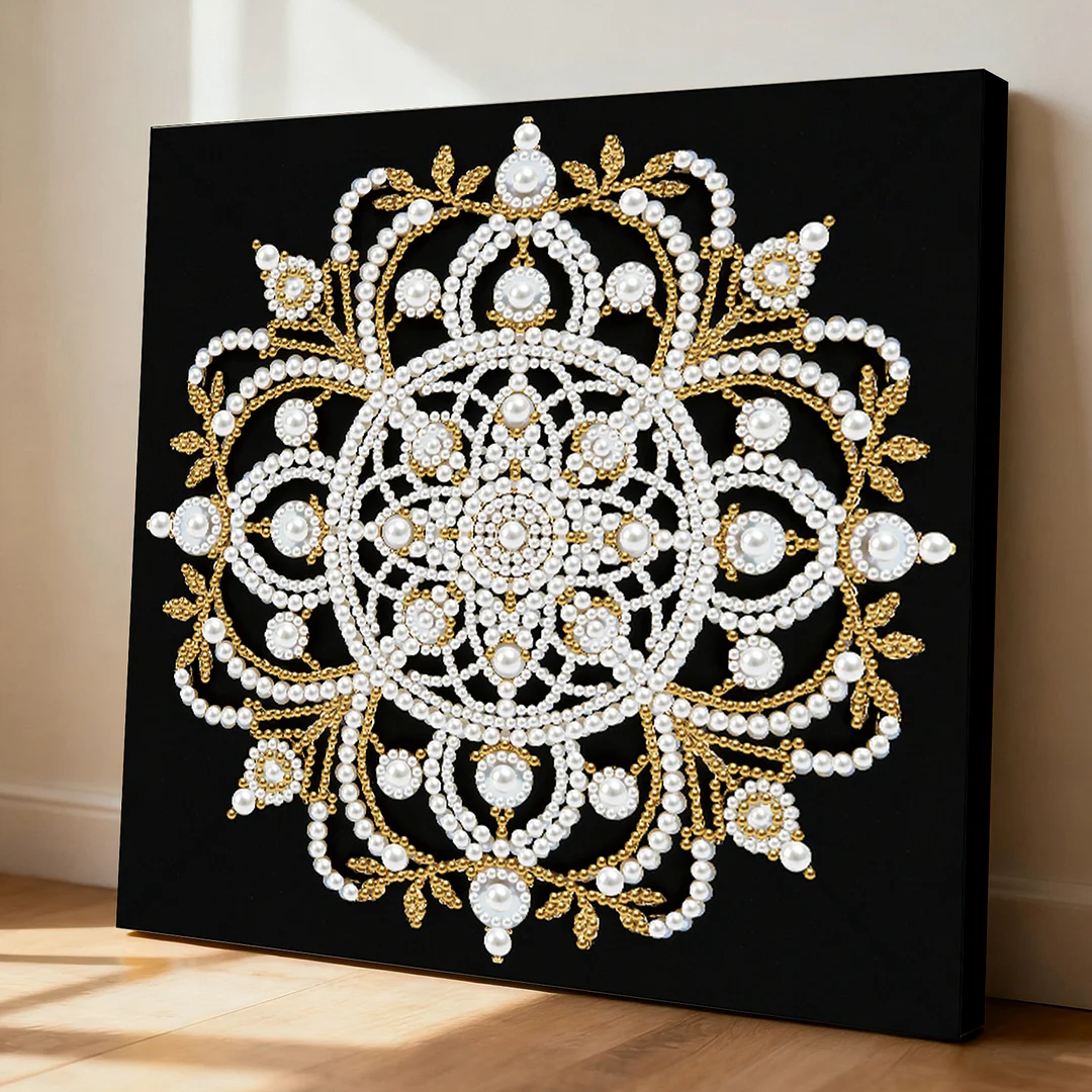 Mandala DIY Pearl Art Diamond Painting Kit for Adult Home Decor 25x25cm With Frame
