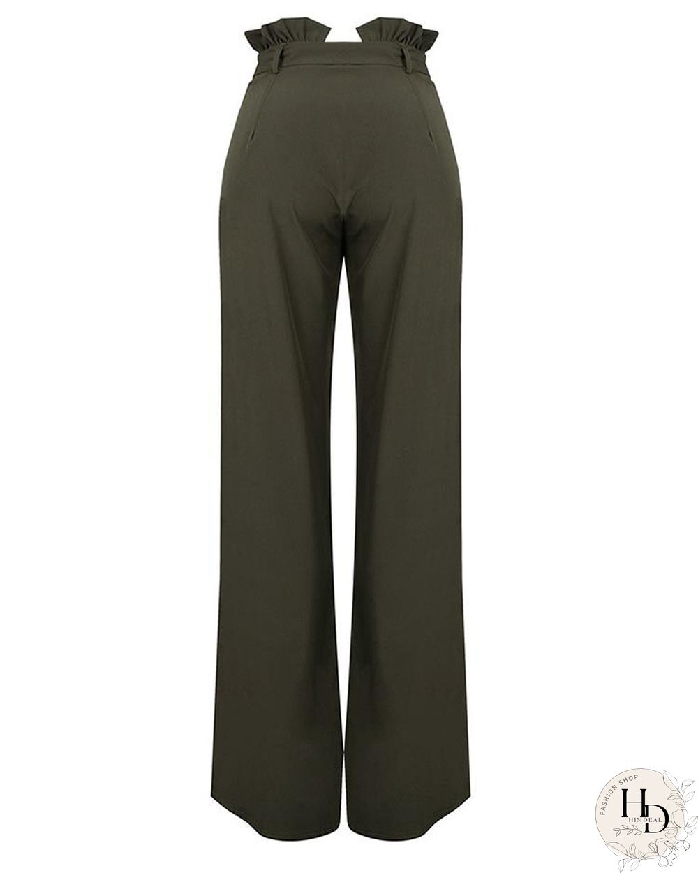 Frills Belted High Waisted Wide Leg Pants