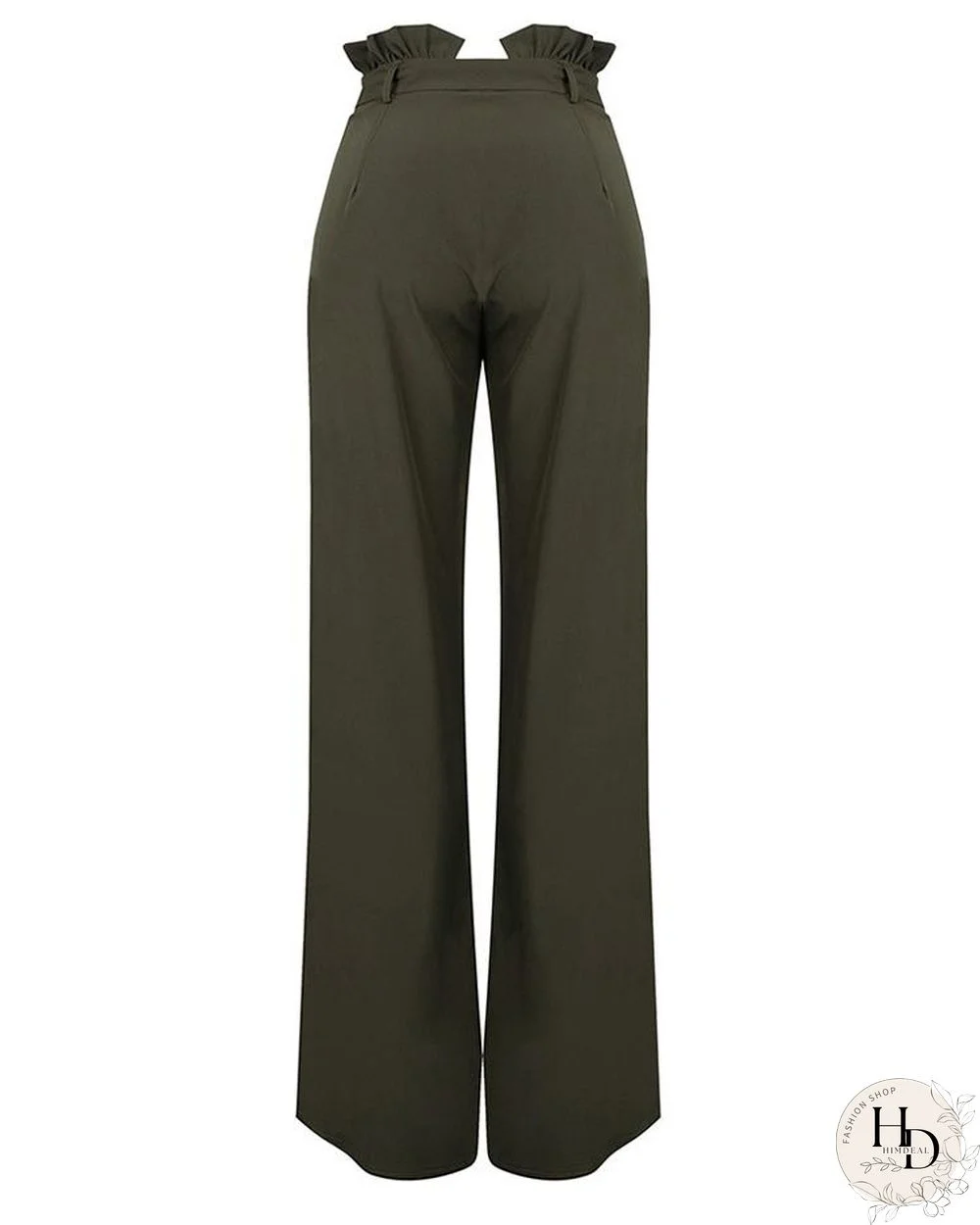 Frills Belted High Waisted Wide Leg Pants