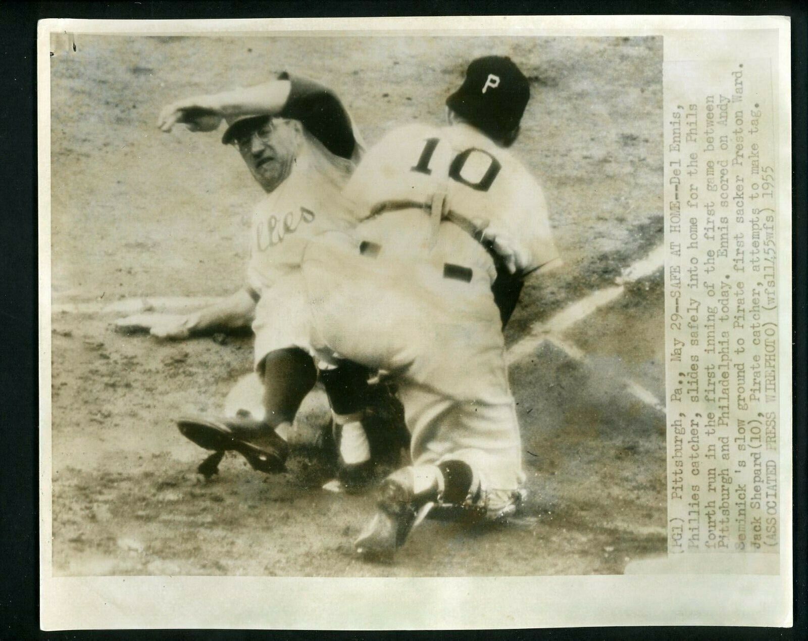 Del Ennis & Jack Shepard 1955 Press Photo Poster painting Pirates Philadelphia Phillies