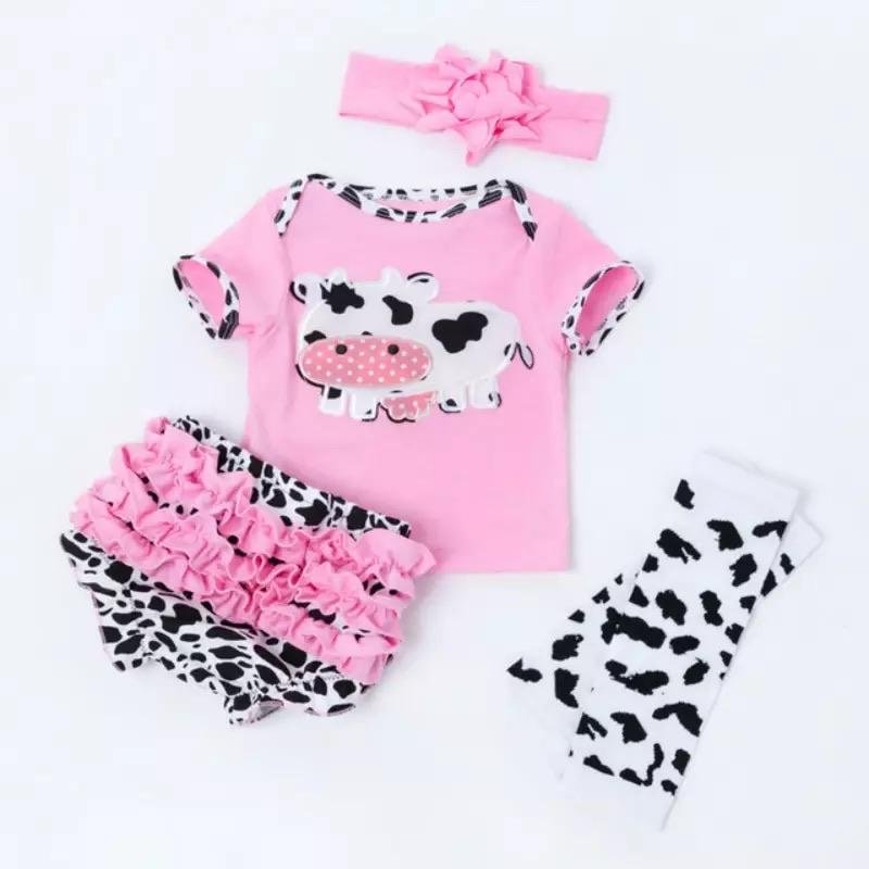 Newborn Baby Girls Ruffles Floral Bodysuit+ headband Outfit