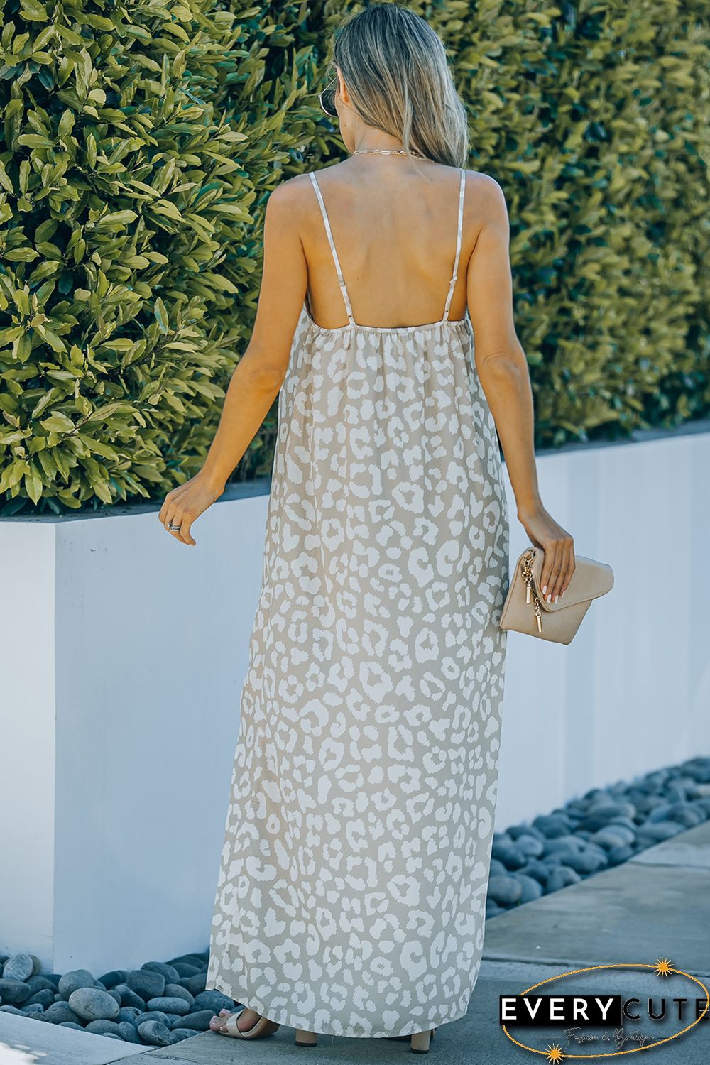 Leopard Backless Maxi Dress