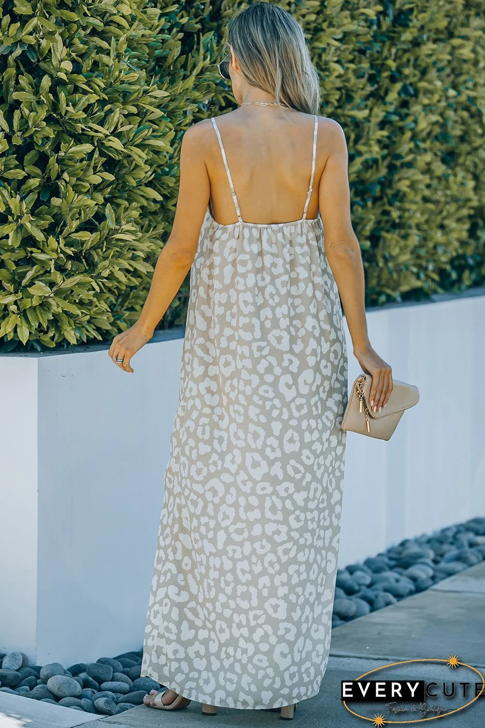 Leopard Backless Maxi Dress