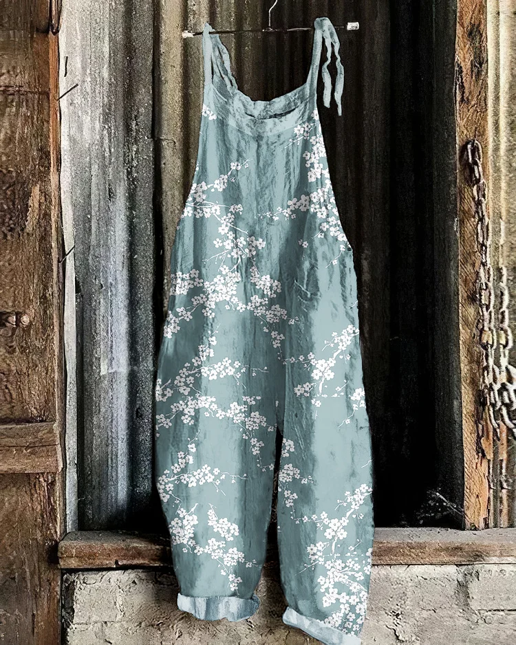 Cherry Blossom Japanese Art Loose Casual Jumpsuit