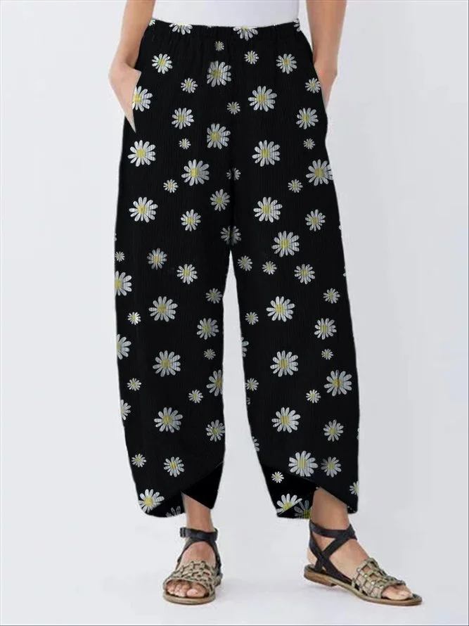 Casual Daisy Print Pants
