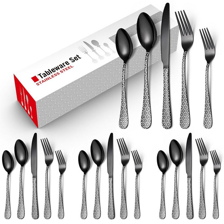 20Pcs Stainless Steel Cutlery Set with Unique Pattern Design