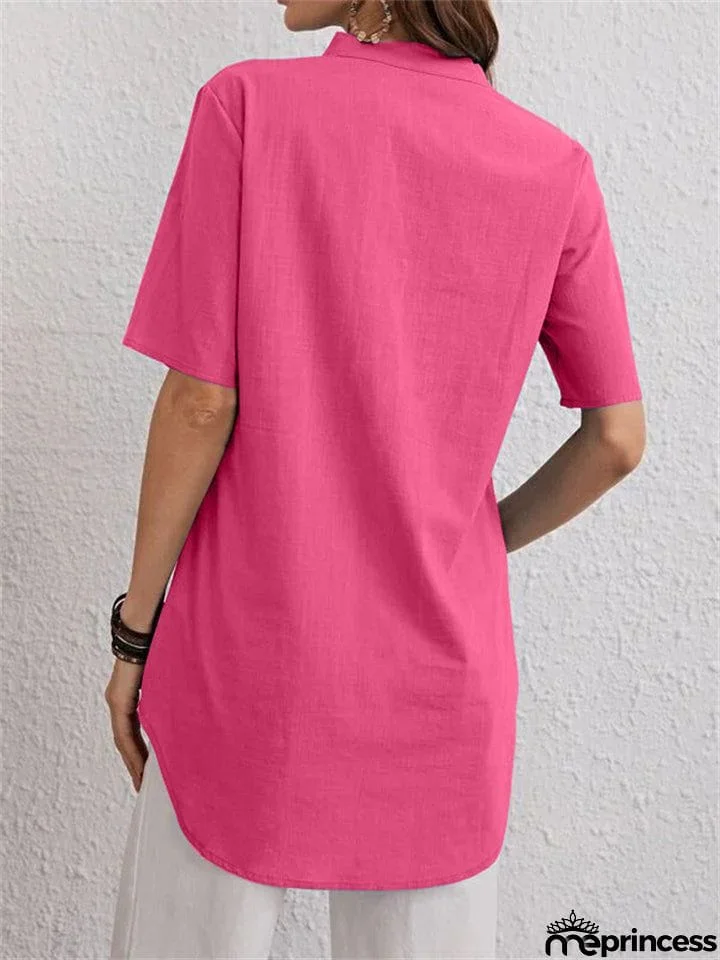 Women's Summer Pure Color Trendy V Neck Shirts