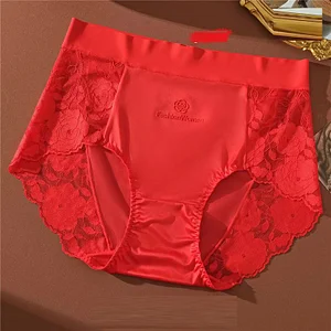 Men's high-end lace ice silk non-curling briefs