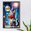 Diamond Painting -5D Round Partial AB Drill New Years Cat(35x55cm)