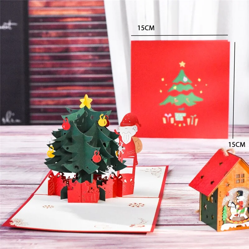 10 Pack Happy Holidays Christmas Card Pop-up Santa Claus New Year Cards 3d Merry Xmas Greeting Cards Wholesale Supplier