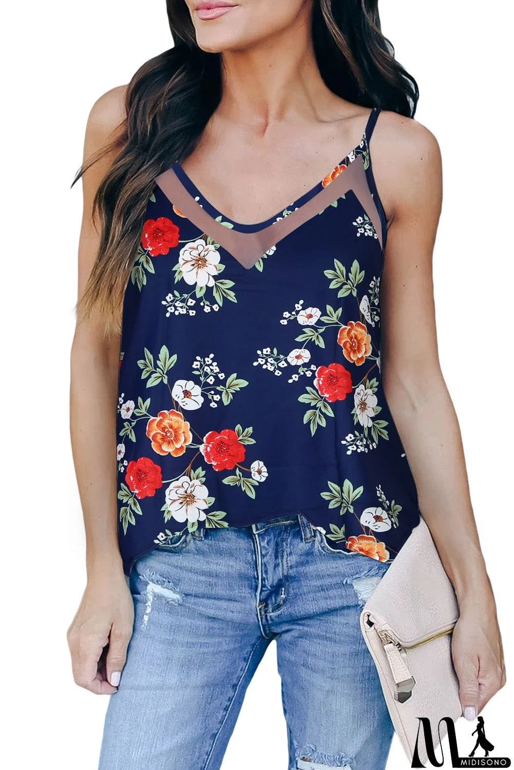 MidiSono - Print Mesh Cami Tank
