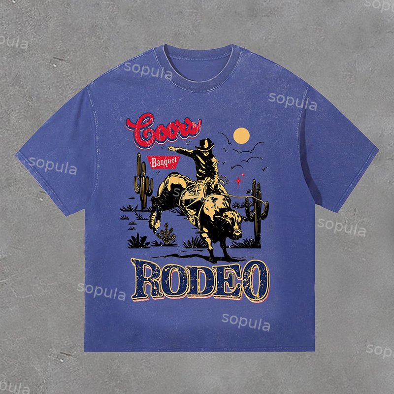 Men's Coors Banquet Rodeo Classic Graphics Acid Washed Vintage T-Shirt - Sopula｜Premium Graphic Tees & Graphic Clothing