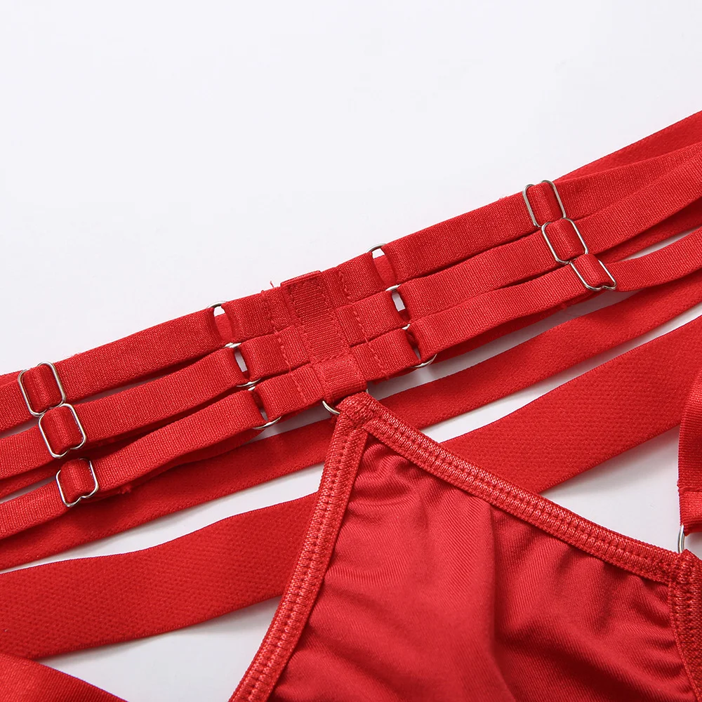 Billionm Sexy Lingerie Set Red Lace Underwear Off Shoulder Sleeves Nightwear Erotic Bra and Panties Hollow Out Mesh Intimate Sensual Sets