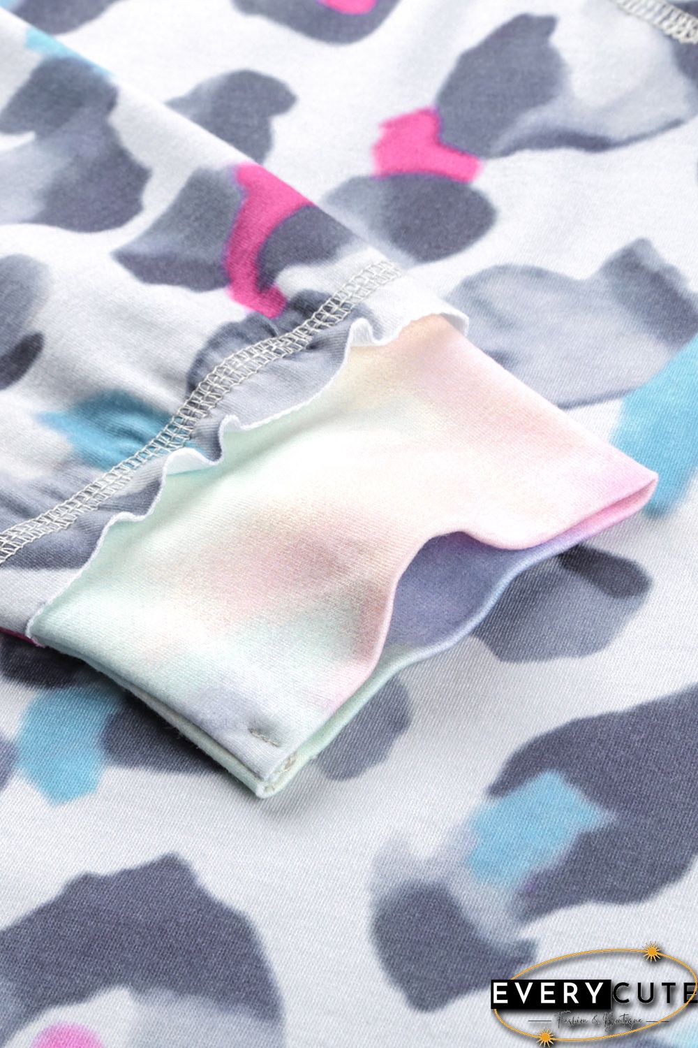 Leopard Tie-dye V Neck Sweatshirt