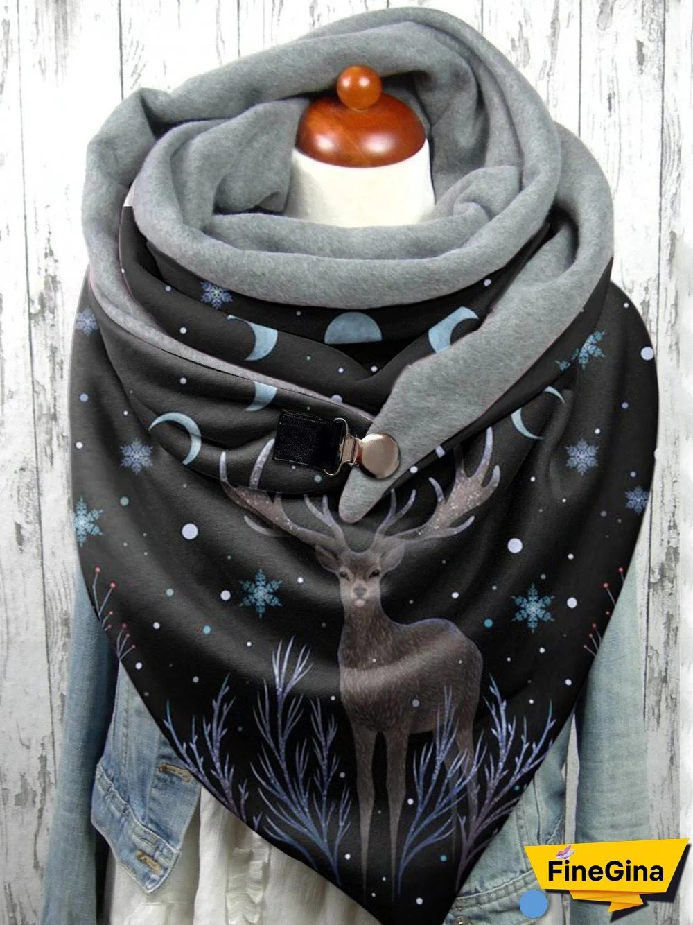 Casual Elk Pattern Triangle Scarf Windproof/Warm