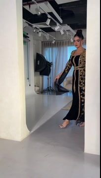 Women's Square Neck Shawl Embroidered Kaftan Dress