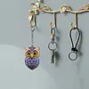1 PC DIY porte-cl&eacute;s en diamant hibou bleu dor&eacute; en 3D avec boucle homard double face en diamant avec cha&icirc;ne de printemps en mosa&iuml;que de diamants en tisss en mosa&iuml;que de diamants cadeau unique fait main
