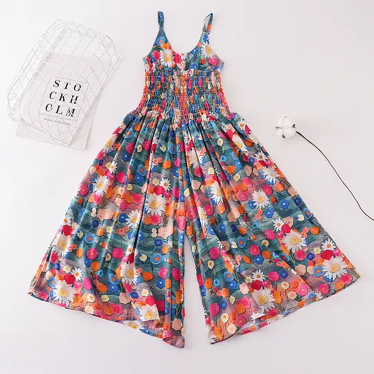 【4Y-14Y】Girls Multicolor Butterfly Flower Sling Bodysuit
