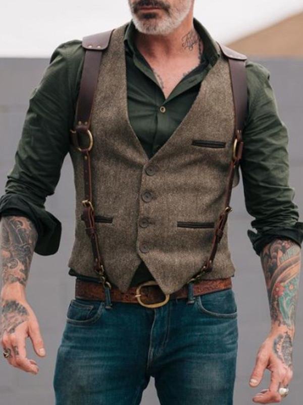 Mens Plaid Slim Fit Vintage Vests