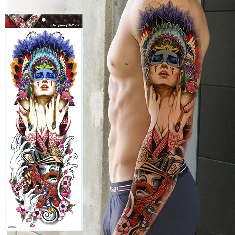 Large Arm Sleeve Tattoo Tiger Skull Owl Waterproof Temporary Tatto Sticker Fox Lion Body Art Full Fake Tatoo Women Men