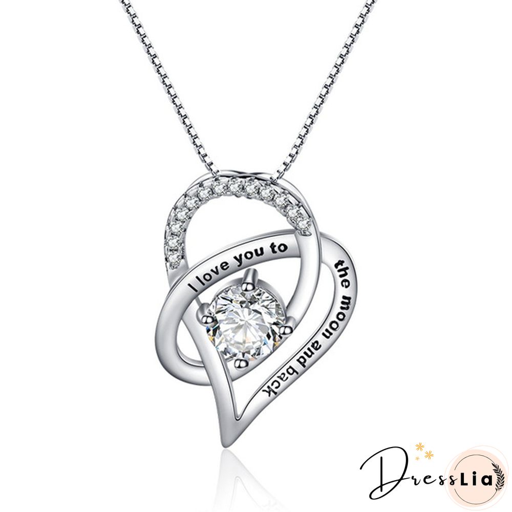 TO MY MOM- 925 Sterling Silver Crystal Heart Necklace
