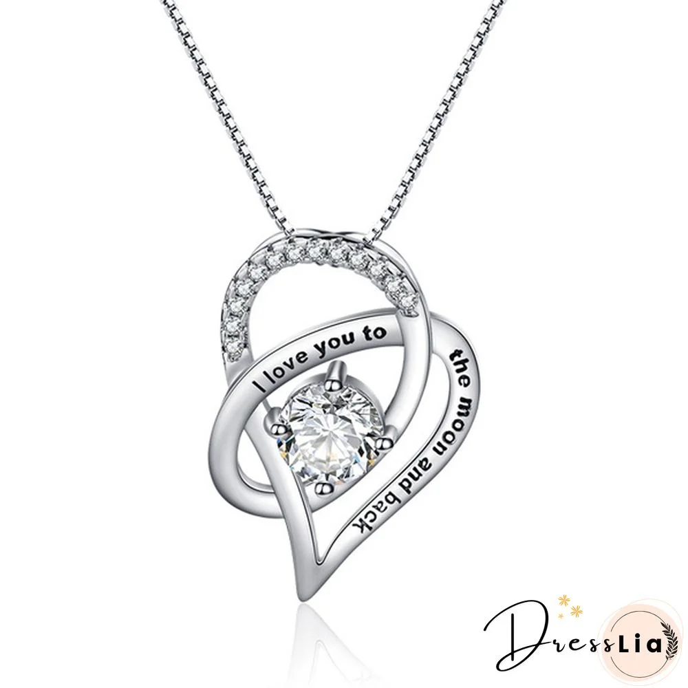 TO MY MOM- 925 Sterling Silver Crystal Heart Necklace