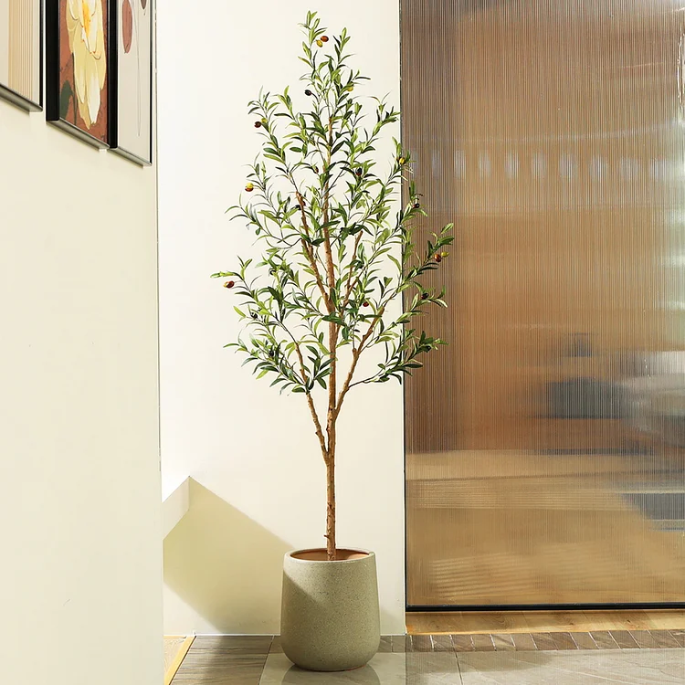 Artificial olive tree potted plant, home decoration