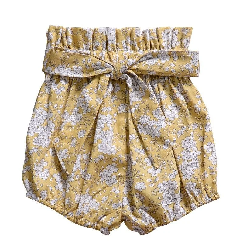 2021 Summer Baby Girls Shorts Bow Knot Ruffle Bread Lanterns Shorts Big PP Pants Girl Shorts Summer Toddler Clothing