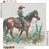 Cowboy M&auml;dchen auf dem Pferder&uuml;cken - runder Bohrer Diamantmalerei - 40*40cm