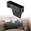 PU Leather Car Seat Organizer with Cup Holders 2 Hooks Auto Console Side Storage Box Universal Fit for Phone Sunglasses Accessories (Black 1Set)