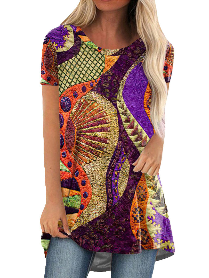 Women Long Sleeve V-neck Graphic Floral Printed Top