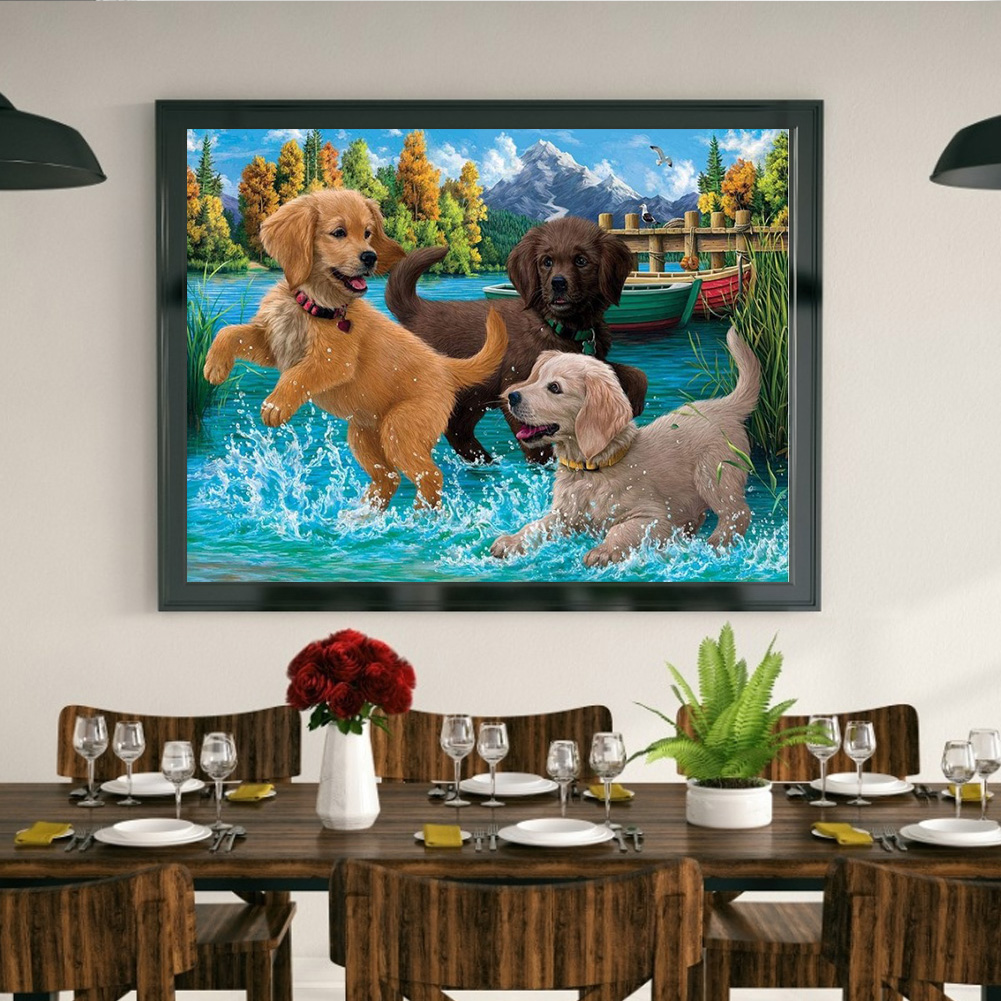 

(Multi-Size) Puppies - Round/Square Drill Diamond Painting - 40*30CM, Round diamond, 501 Original