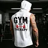 Men's Casual Street Gym Is My Therapy Graphic Hooded Tank Top by Inlyline