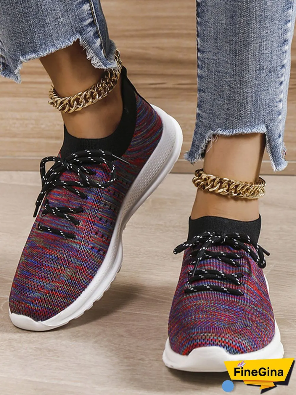 Flyknit Lightweight Soft Sole Lace-Up Sneakers