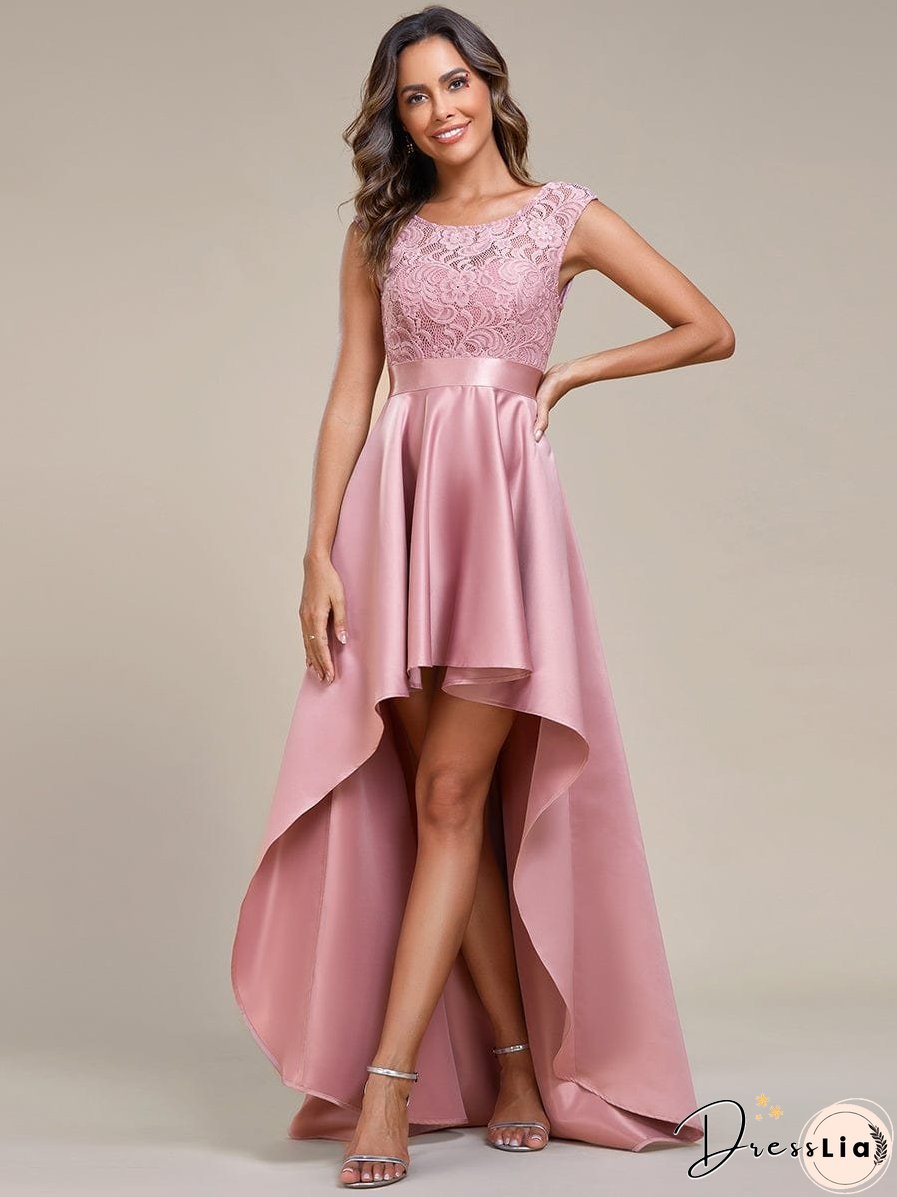 Elegant High-Low Lace Cocktail Dress