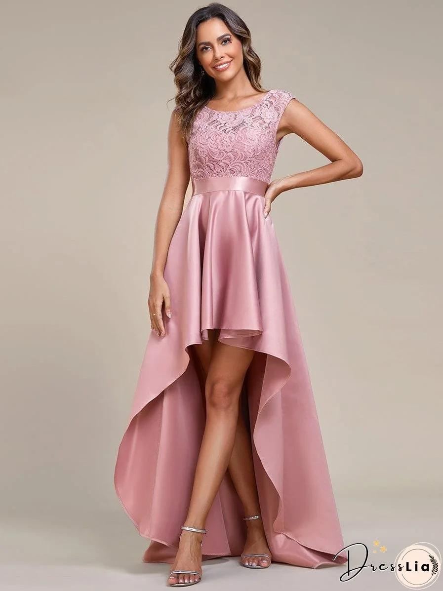 Elegant High-Low Lace Cocktail Dress