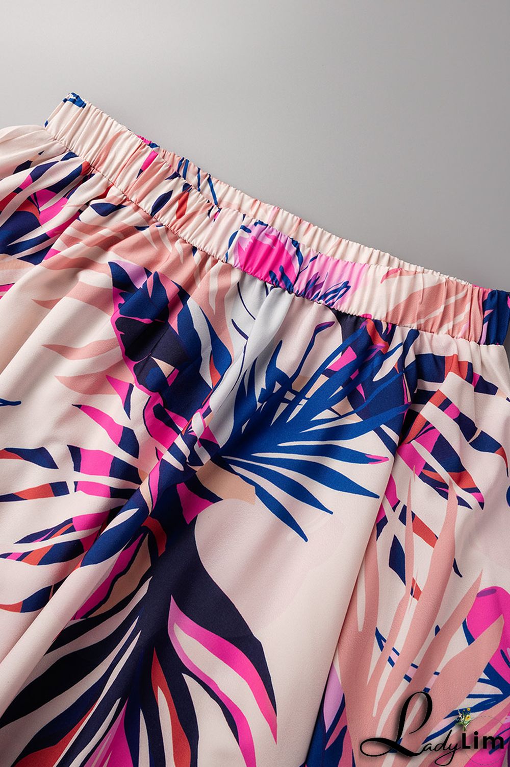 Rose Red Casual Print Backless Off the Shoulder Lantern Dress Dresses