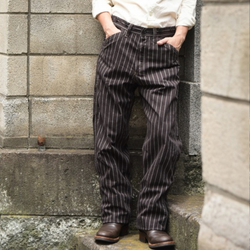 Vintage Striped Straight Cargo Pants