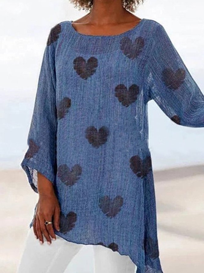 Love Print 3/4 Sleeve Shirts & Tops